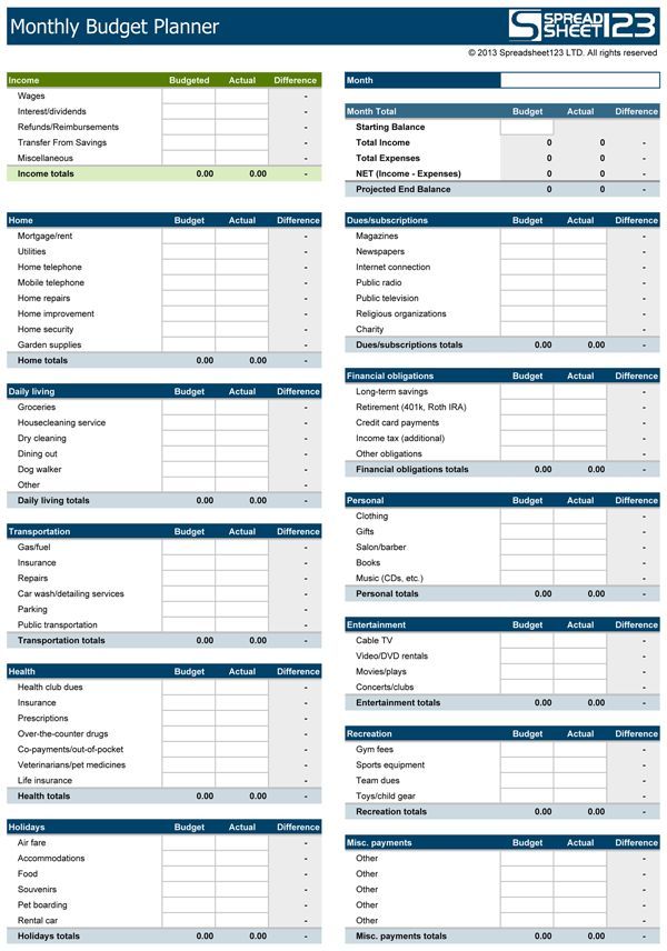 free excel budget template downloads
